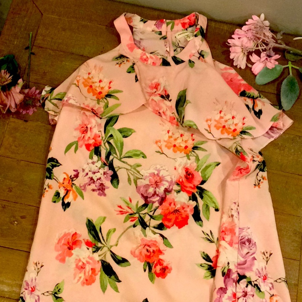 Floral pink dress.